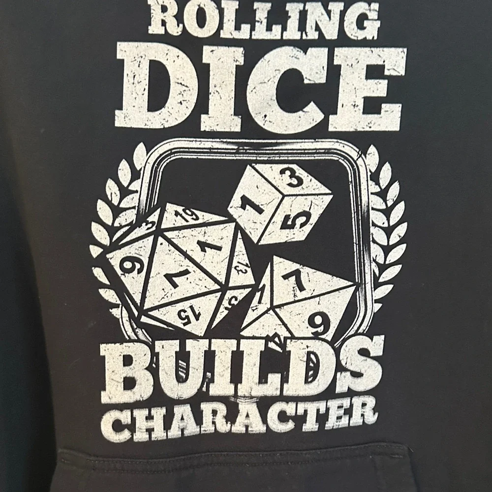 Dungeons and Dragons Dice Hoodie with White Dice Graphic - Picture 4 of 6